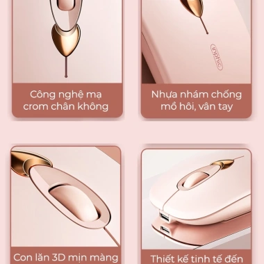 Chuột Bluetooth SIDOTECH Q8 hồng cute, silent, BT5.1, pin sạc, chỉnh DPI – Laptop, iPad, MacBook – 209.000₫ 8