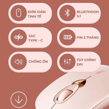 Chuột Bluetooth SIDOTECH Q8 hồng cute, silent, BT5.1, pin sạc, chỉnh DPI – Laptop, iPad, MacBook – 209.000₫ 9