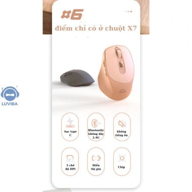 Chuột Bluetooth X7 không dây Silent, pin sạc 2 chế độ, PC/Laptop - Giá 225.000₫ 3