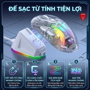 Chuột Bluetooth Ziyou X2 PRO VIP Mouse LED RGB không dây cho PC, Laptop 419.000 VND 3