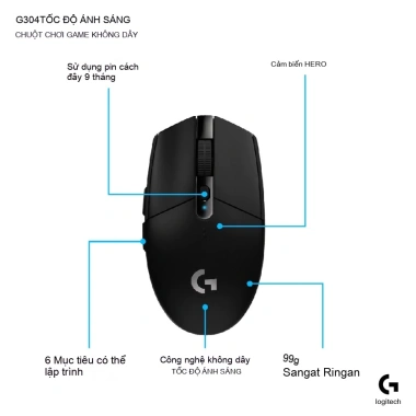 Chuột chơi game Logitech G304 không dây - Giao hàng trong ngày, Giá chỉ 261.620₫