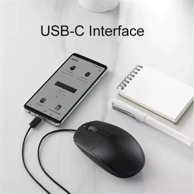 Chuột có dây Rapoo N100C USB Type‑C, tương thích Macbook, Phone, Tablet, bảo hành 24 tháng, chỉ 85.000₫