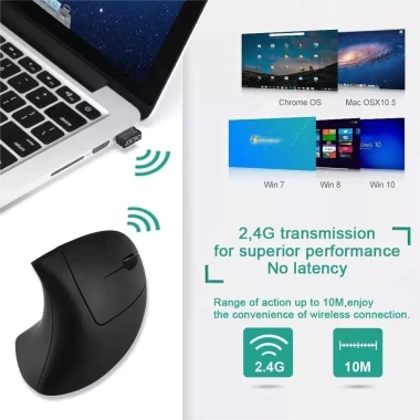 Chuột dọc không dây 2.4G sạc nhanh, thiết kế thẳng cho laptop, giá ưu đãi 158.400₫