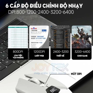 Chuột Game Atas F86 Silent Không Dây Bluetooth Pin 600mAh Cho Game Thủ Văn Phòng