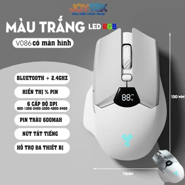 Chuột Game F86 Silent 2 Mode Không Dây Bluetooth Pin 600mAh Trắng cho Game Thủ & Văn Phòng 10