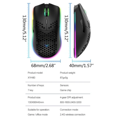 Chuột game Hrtyvhin XYH80 2.4GHz 4 gear 3.200 DPI chiếu sáng cho PC Laptop 2