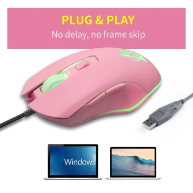 Chuột Game USB Hình Thỏ Hồng 2.400 DPI Đèn LED Dây, Dễ Thương, Giá 300.960₫ 3