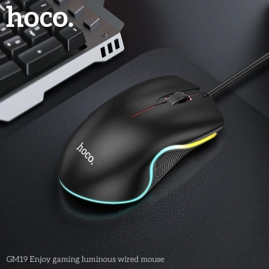 Chuột Gaming Có Dây Hoco GM19 Đèn LED Phản Hồi Nhanh Không Lag PC Laptop Chính Hãng