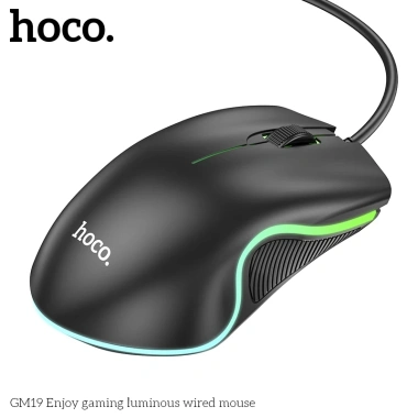 Chuột Gaming Có Dây Hoco GM19 Đèn LED Phản Hồi Nhanh Không Lag PC Laptop Chính Hãng