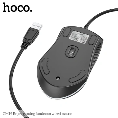 Chuột Gaming Có Dây Hoco GM19 Đèn LED Phản Hồi Nhanh Không Lag PC Laptop Chính Hãng
