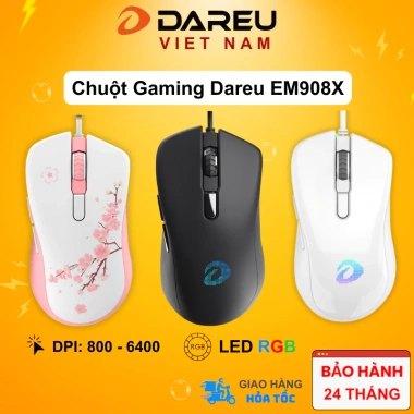 Chuột Gaming DAREU EM908 LED RGB BRAVO - Pink/Black/White, Giá 319.000đ