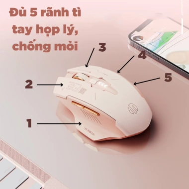 Chuột Gaming Không Dây Maxcotech Inphic F8 Pink 2.400 DPI, Sạc Pin, Chống Ồn, Wireless USB 2.4G - Giá 163.000₫