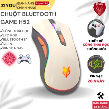 Chuột Gaming Không Dây PRO Ziyou H52 LED, Công Thái Học, BT5.1/2.4G, Pin 20 ngày - 234k