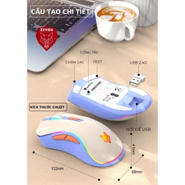 Chuột Gaming Không Dây PRO Ziyou H52 LED, Công Thái Học, BT5.1/2.4G, Pin 20 ngày - 234k 7 Chuột Gaming Không Dây PRO Ziyou H52 LED, Công Thái Học, BT5.1/2.4G, Pin 20 ngày - 234k 7