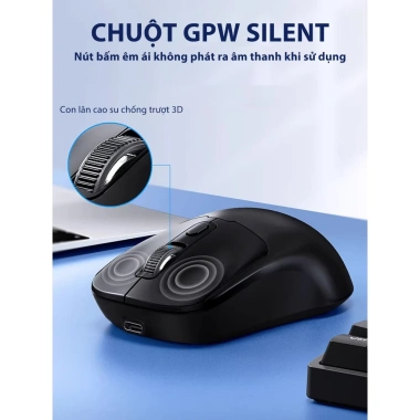Chuột GPW Không Dây 2‑Mode Bluetooth + 2.4G, Sạc Type‑C, Công Thái Học, Giá 89.000₫