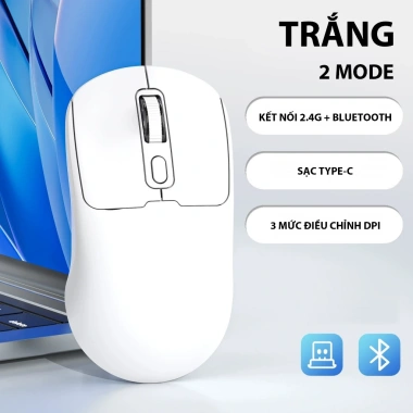 Chuột GPW Không Dây 2‑Mode Bluetooth + 2.4G, Sạc Type‑C, Công Thái Học, Giá 89.000₫