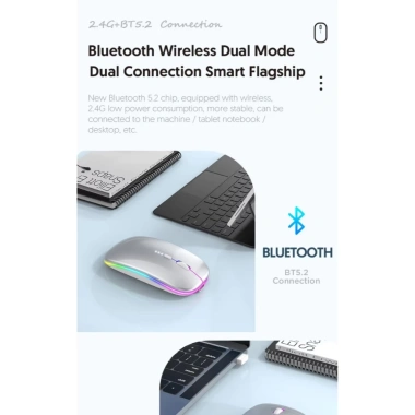 Chuột không dây 2 chế độ 2.4G và Bluetooth 5.2, Pin sạc Type C, giá 120.000₫