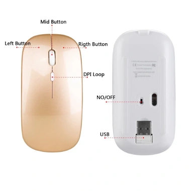 Chuột không dây 2.4G Siêu mỏng, sạc được - Giá chỉ 86.900₫, giảm mạnh 5