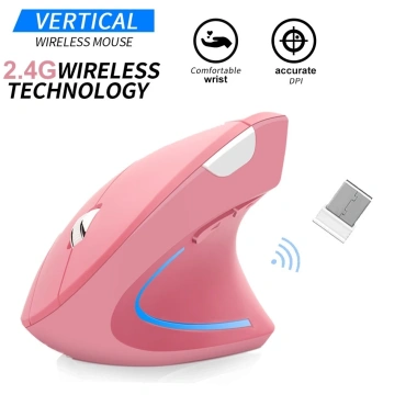 Chuột không dây 2.4GHz 1.600 DPI RGB hồng, 6 nút, tắt tiếng, game & văn phòng