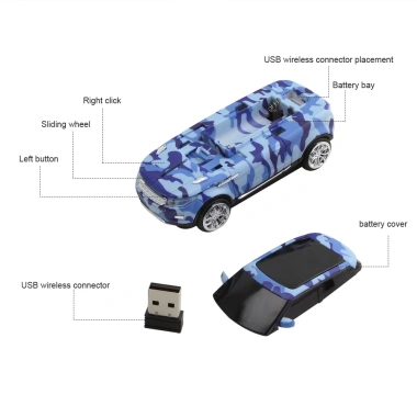 Chuột không dây 3D hình xe hơi 2.4GHz USB chơi game máy tính, giá chỉ 143.000đ