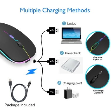 Chuột Không Dây A2 Bluetooth 2.4GHz Pin sạc Click êm không tiếng ồn 5