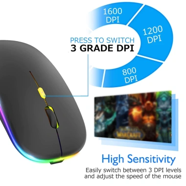 Chuột Không Dây A2 Pin Sạc Click Im Lặng Đèn LED Khoảng Cách 10-20m Giá 48.902 VND