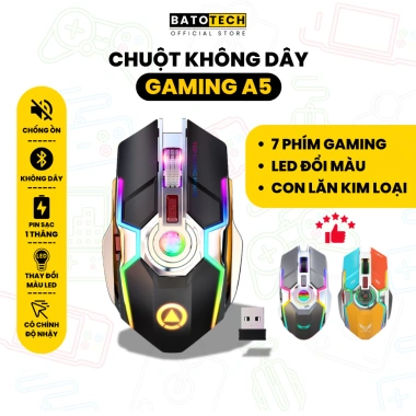 Chuột không dây A5Pro BATOTECH LED RGB 7 phím gaming, pin sạc 3 tuần - 289.000₫