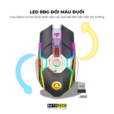 Chuột không dây A5Pro BATOTECH LED RGB 7 phím gaming, pin sạc 3 tuần - 289.000₫