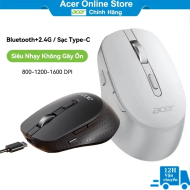 Chuột không dây Acer Bluetooth 2.4GHz click êm, tương thích Mac, giá ưu đãi 165.620