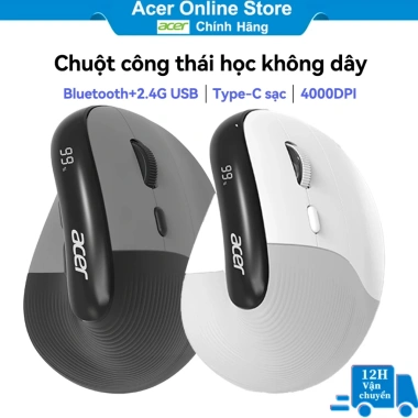 Chuột không dây Acer Bluetooth 5.0 + 2.4G, bấm im lặng 4.000 DPI, tiện dụng cho laptop MCBook - Giá chỉ 164.814 VND