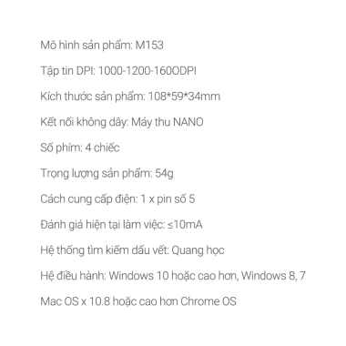 Chuột không dây Acer M153 2.4G - 3 tốc độ DPI, tắt tiếng, giá chỉ 99.000₫