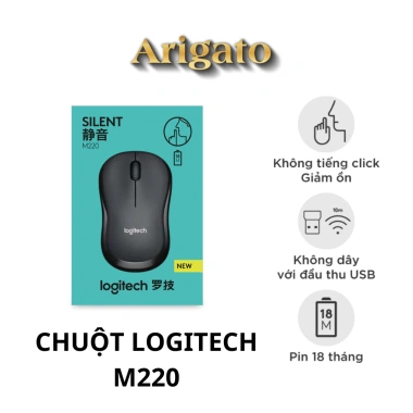 Chuột không dây Arigato M220 Silent Bluetooth, tặng pin, bảo hành 12 tháng, chỉ 86.240₫