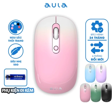 Chuột Không Dây AULA AM207 Siêu Nhẹ 55g Gradient Tùy Chỉnh DPI Pin AA Giá 127k