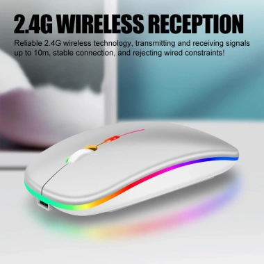 Chuột Không Dây Bluetooth 2.4G Pin Sạc LED RGB Siêu Mỏng Laptop PC Android iOS