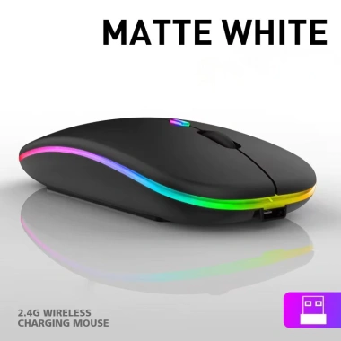 Chuột Không Dây Bluetooth 2.4G Pin Sạc LED RGB Siêu Mỏng Laptop PC Android iOS