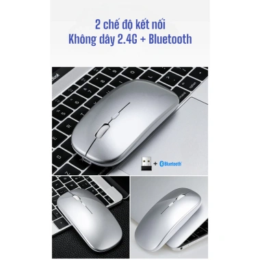 Chuột Không Dây Bluetooth 2.4G Pin Sạc LED RGB Siêu Mỏng Laptop PC Android iOS