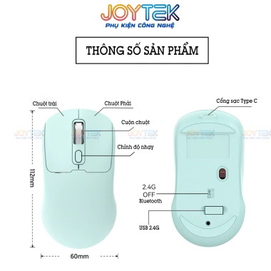 Chuột không dây Bluetooth 2.4G sạc Type-C - Thiết kế mới, đa màu, thích hợp văn phòng và giải trí - 83.300₫ 5