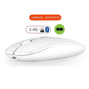 Chuột không dây Bluetooth + 2.4G, thiết kế Apple Slim, pin sạc, hỗ trợ 2 thiết bị - 129k 3