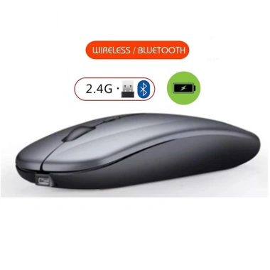 Chuột không dây Bluetooth + 2.4G, thiết kế Apple Slim, pin sạc, hỗ trợ 2 thiết bị - 129k 4