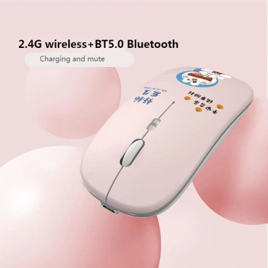 Chuột không dây Bluetooth 2.4GHz 1.000DPI Siêu im lặng, hoạt hình dễ thương cho PC, Laptop, MacBook, Game - Quà tặng