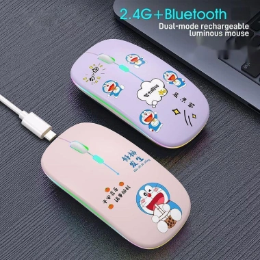 Chuột không dây Bluetooth 2.4GHz 1.000DPI Siêu im lặng, hoạt hình dễ thương cho PC, Laptop, MacBook, Game - Quà tặng