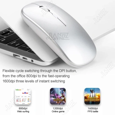Chuột không dây Bluetooth 2.4GHz Quang học, sạc lại, siêu mỏng, im lặng cho laptop và tablet - Giá chỉ 73.700₫