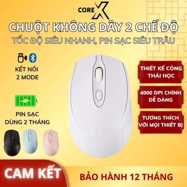 Chuột Không Dây Bluetooth A6 CoreX – Chống ồn, Pin sạc, 2 chế độ kết nối, Dùng cho Laptop‑PC, Giá chỉ 159.000₫