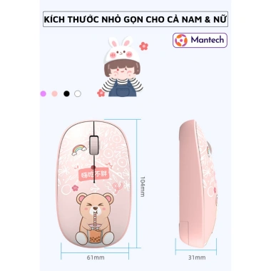 Chuột Không Dây Bluetooth DPI 1.200 Nhỏ Gọn Siêu Xinh Giá 59k Cho Laptop và TV