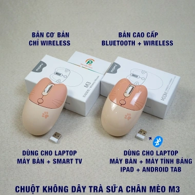 Chuột không dây Bluetooth hồng chân mèo - Thiết kế thú dễ thương, giá chỉ 119.000₫ 10
