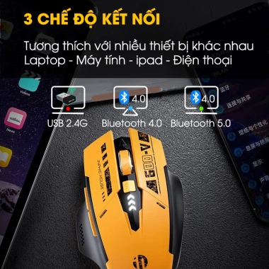 Chuột không dây Bluetooth INPHIC A9 6 nút tắt âm LED pin Gundam công thái học - 165k
