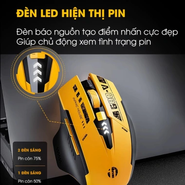 Chuột không dây Bluetooth INPHIC A9 6 nút tắt âm LED pin Gundam công thái học - 165k