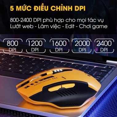 Chuột không dây Bluetooth INPHIC A9 6 nút tắt âm LED pin Gundam công thái học - 165k