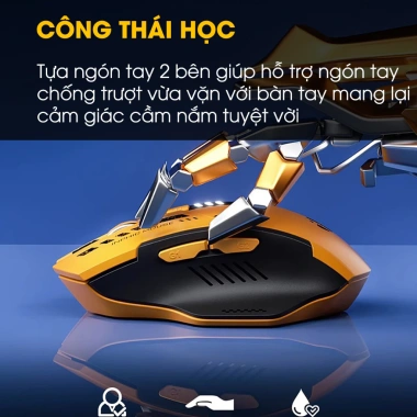 Chuột không dây Bluetooth INPHIC A9 6 nút tắt âm LED pin Gundam công thái học - 165k