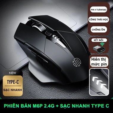 Chuột không dây Bluetooth INPHIC A9 6 nút tắt âm LED pin Gundam công thái học - 165k